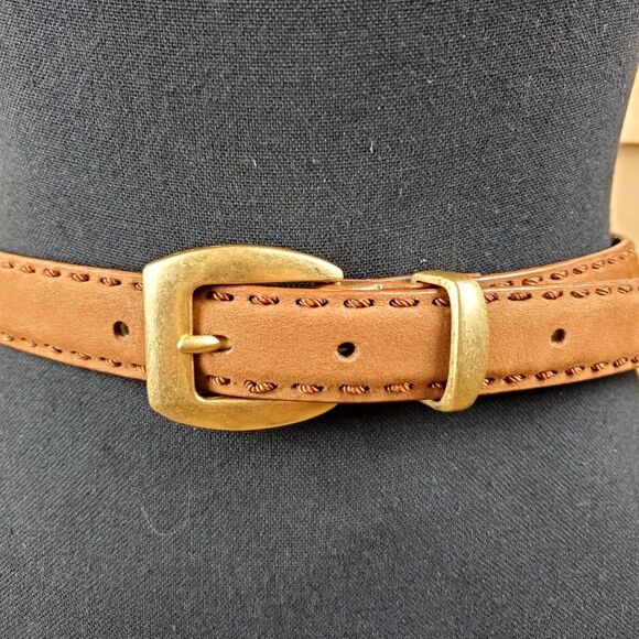 LIZ CLAIBORNE Brown Suede Leather Top Stitching Belt Size S - Picture 3 of 10